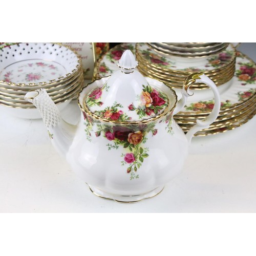 108 - Collection of Royal Albert Old Country Roses, comprising: a coffee pot, teapot, milk jug, sugar bowl... 