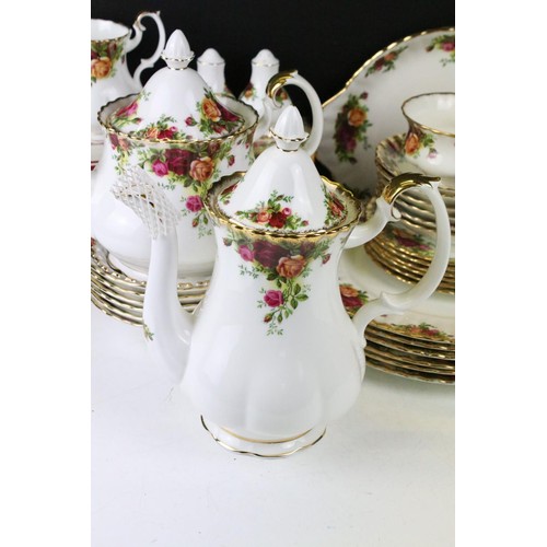 108 - Collection of Royal Albert Old Country Roses, comprising: a coffee pot, teapot, milk jug, sugar bowl... 