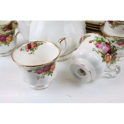 108 - Collection of Royal Albert Old Country Roses, comprising: a coffee pot, teapot, milk jug, sugar bowl... 