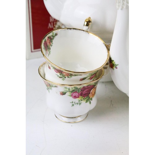 108 - Collection of Royal Albert Old Country Roses, comprising: a coffee pot, teapot, milk jug, sugar bowl... 