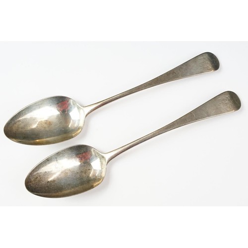 258 - Two 19th Century George IV silver spoons with engraved terminals (hallmarked London 1816) together w... 