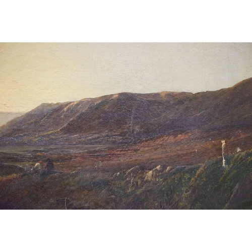 10 - Scottish school, stream scene with loch beyond, oil on canvas, 37 x 67cm, gilt framed