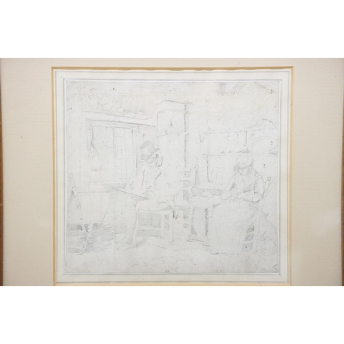 208 - John Varley (1778 - 1842), interior scene, pencil, label verso for Covent Garden Gallery Ltd, 19.5 x... 