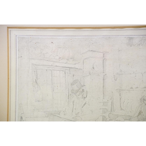 208 - John Varley (1778 - 1842), interior scene, pencil, label verso for Covent Garden Gallery Ltd, 19.5 x... 