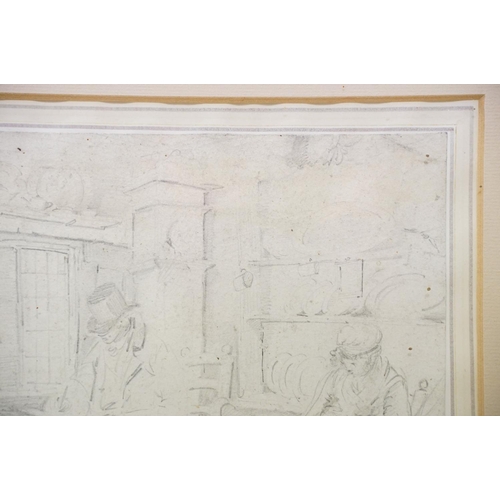 208 - John Varley (1778 - 1842), interior scene, pencil, label verso for Covent Garden Gallery Ltd, 19.5 x... 