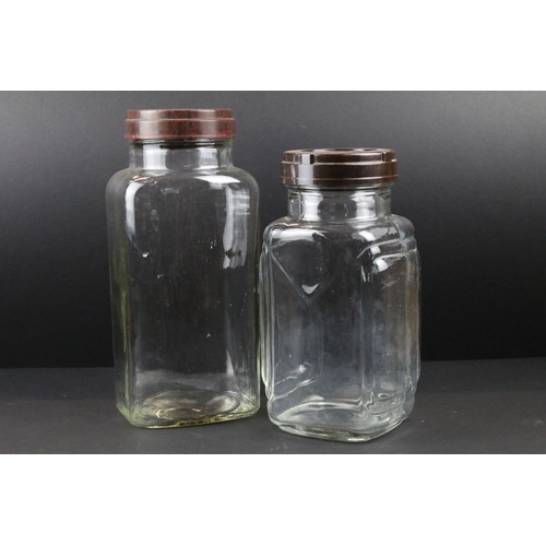 455 - 19th Century copper Masthead ships lantern together with two 1920s glass storage jars with bakelite ... 