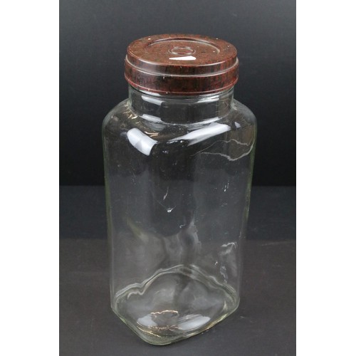 455 - 19th Century copper Masthead ships lantern together with two 1920s glass storage jars with bakelite ... 