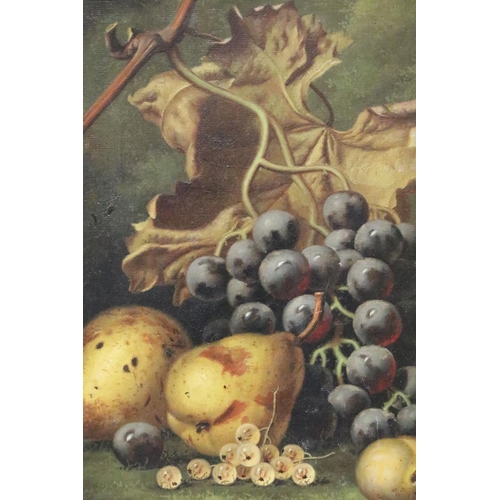 3 - Henry George Todd (1846 - 1898), still life fruit including grapes on a vine, oil on canvas, signed ... 