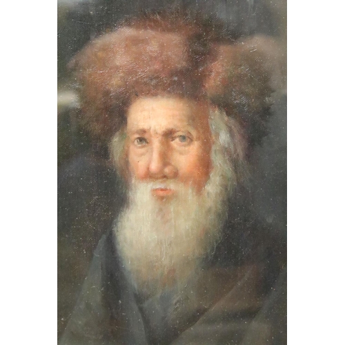 41 - Framed oil painting portrait of a Jewish elder 26.5cm x 17cm