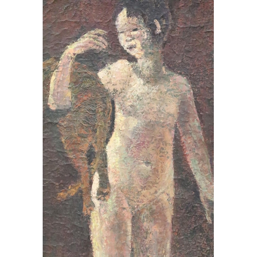 58 - Impressionist school, nude seated before a mirror, oil on canvas, double sided with reclining nude v... 