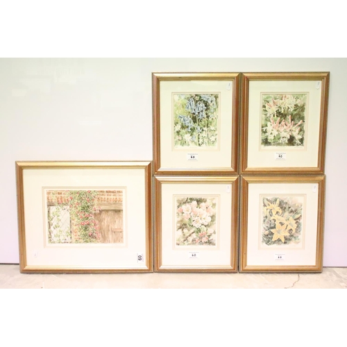 60 - Collection of Glyn Martin watercolours, comprising, Red Clematis 1990, 20 x 27.5cm, Apple Blossom 19... 