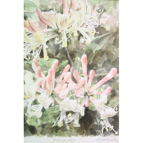 60 - Collection of Glyn Martin watercolours, comprising, Red Clematis 1990, 20 x 27.5cm, Apple Blossom 19... 