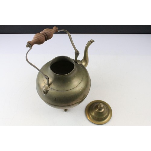 456 - Collection of 20th Century metal wares to include a large bell, trivet, kettle, silver plated tea wa... 