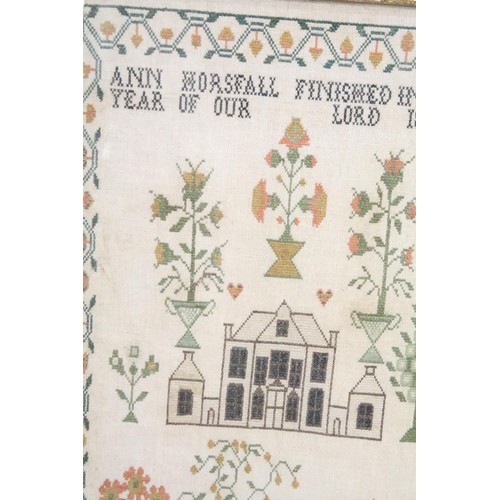 516 - Three samplers, comprising: Azubah Scott Work 1843, Solomons Temple, 32 x 26cm, Ann Horsfall Finishe... 