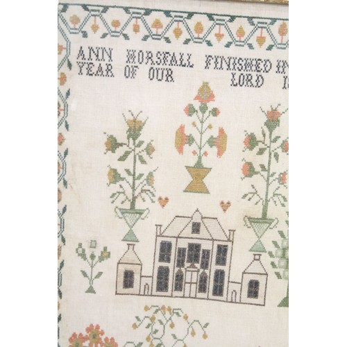 516 - Three samplers, comprising: Azubah Scott Work 1843, Solomons Temple, 32 x 26cm, Ann Horsfall Finishe... 
