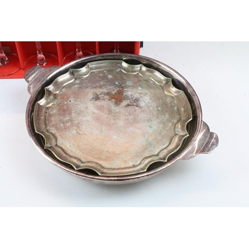 459 - Collection of silver plate to include assorted 19th Century flat ware, toast rack, twin handled dish... 