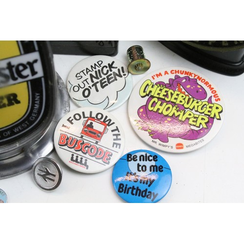 461 - Collection of breweriana beer pump covers to include Budweiser, Woodpecker cider, Dry Blackthorn, Ho... 
