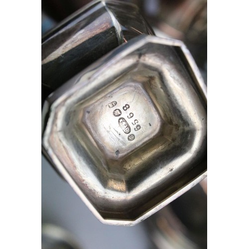 465 - Collection of silver plated to include champagne bucket, muffin warmer, wine coaster, oil lamp, gond... 