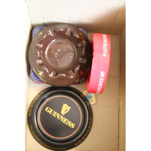 466 - Collection of breweriana to include an Ansells stuffed squirrel, assorted ash trays, Hamlet mild cig... 