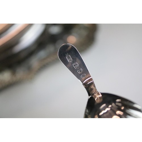 467 - Collection of silver and silver plated items to include a Georgian silver hallmarked tea caddy spoon... 