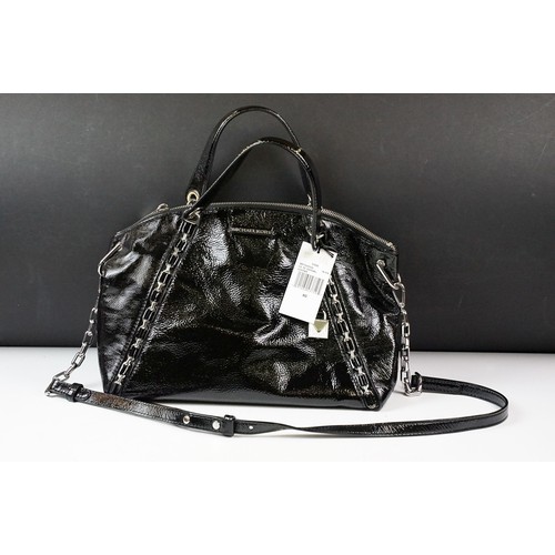 439 - Michael Kors black leather satchel, with label, Michael Kors charcoal slim saddle xbody leather, Mic... 