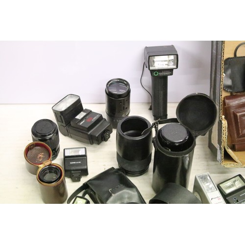 503 - A large collection of cameras contained within two boxes to include Nikon, Fujica and Canon examples... 