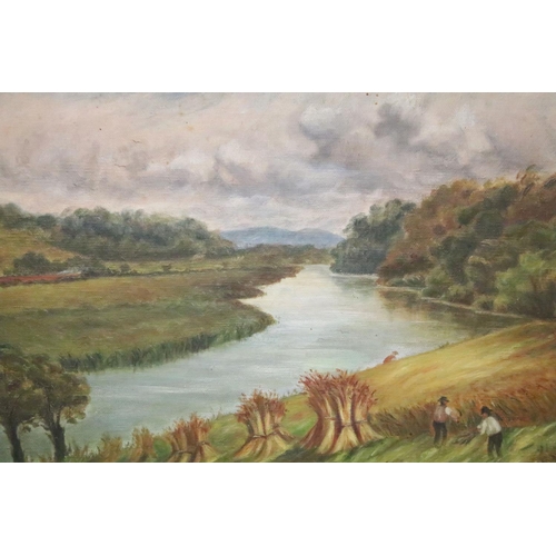 159 - E. M. Roberts, Radipole Lake, Weymouth, oil on canvas, signed and titled lower right, 24 x 34cm, Eng... 