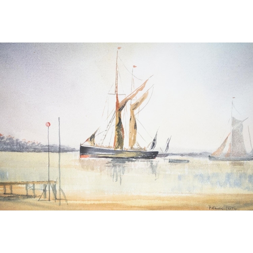 156 - Frank Luto, moored sailing boats, watercolour, signed lower right, 23.5 x 34.5cm, and another by the... 