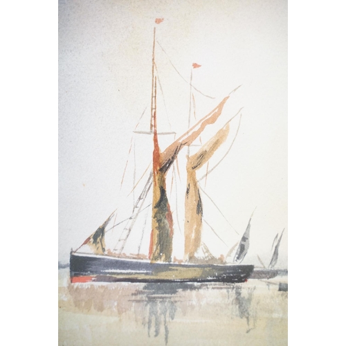 156 - Frank Luto, moored sailing boats, watercolour, signed lower right, 23.5 x 34.5cm, and another by the... 