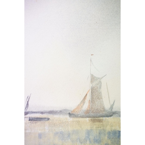 156 - Frank Luto, moored sailing boats, watercolour, signed lower right, 23.5 x 34.5cm, and another by the... 