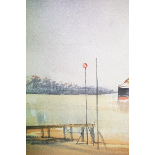 156 - Frank Luto, moored sailing boats, watercolour, signed lower right, 23.5 x 34.5cm, and another by the... 