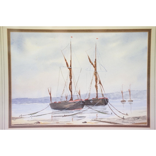 156 - Frank Luto, moored sailing boats, watercolour, signed lower right, 23.5 x 34.5cm, and another by the... 