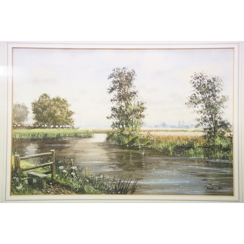 174 - Jonathan Pike (b.1949), pair of landscape scenes by the river, watercolour, each signed, 20 x 30cm a... 