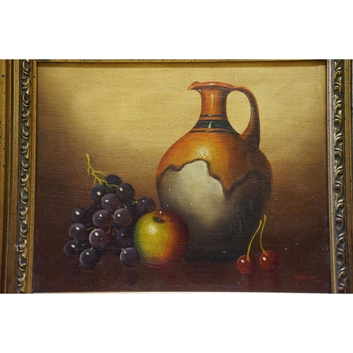 176 - Arthur Fidler, sill life with fruit, oil on canvas, signed lower left, artist's label verso, 33 x 44... 