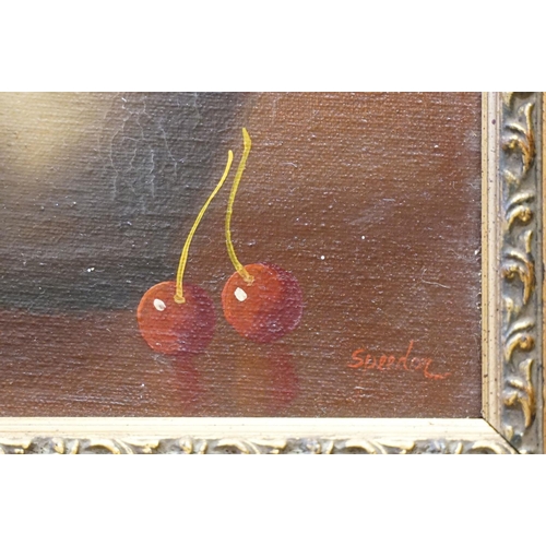 176 - Arthur Fidler, sill life with fruit, oil on canvas, signed lower left, artist's label verso, 33 x 44... 