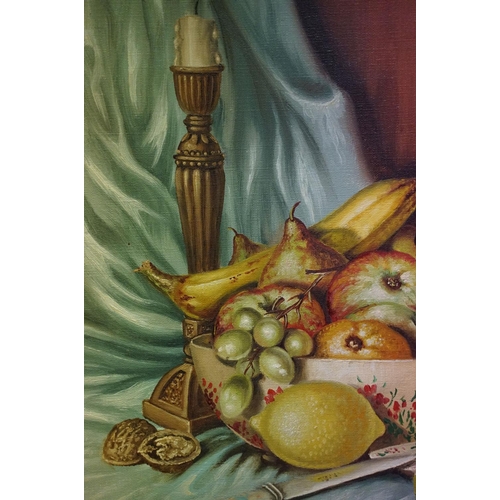 176 - Arthur Fidler, sill life with fruit, oil on canvas, signed lower left, artist's label verso, 33 x 44... 