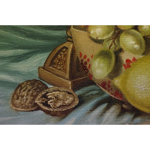 176 - Arthur Fidler, sill life with fruit, oil on canvas, signed lower left, artist's label verso, 33 x 44... 