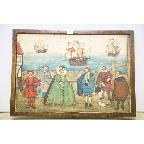 184 - Hilda Vere, Queen Elizabeth's Sea-Dogs, hand-carved painted panel, title and information label verso... 