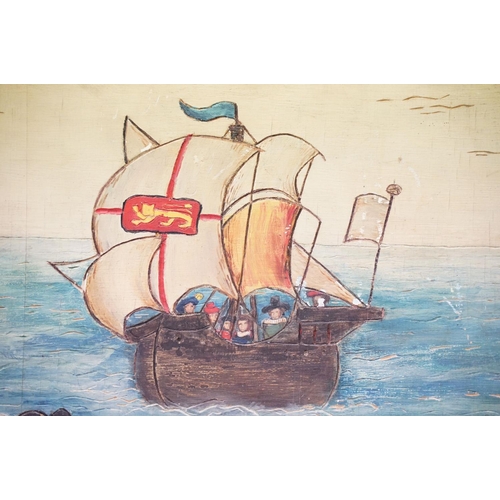 184 - Hilda Vere, Queen Elizabeth's Sea-Dogs, hand-carved painted panel, title and information label verso... 