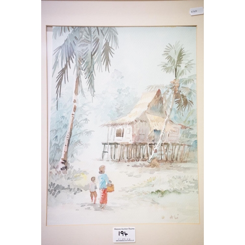 194 - Alfred Moores, The Peaceful Scene, watercolour, signed lower right and dated Feb 7 1973, titled lowe... 