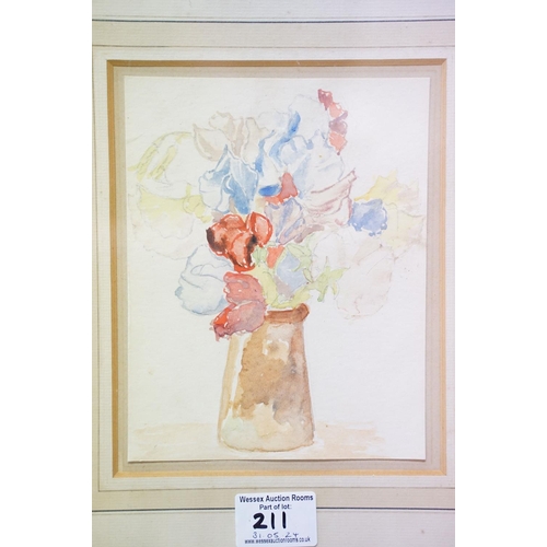 211 - Rosemonde M Nairac, figure in a park, watercolour, signed lower left and dated 1992, 16.5 x 20.5cm, ... 