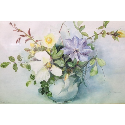 177 - Joy Godsmark, Floral Piece, watercolour, signed in pencil lower right and titled lower left, title &... 