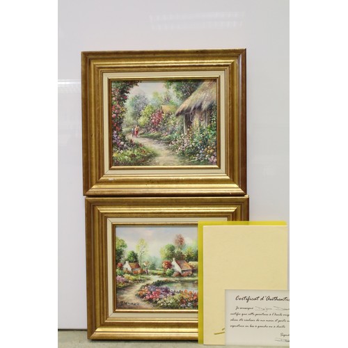 22 - Daniel Dejoux, Alleé Fleurie, oil on canvas, signed lower right, title inscribed verso, Certificate... 