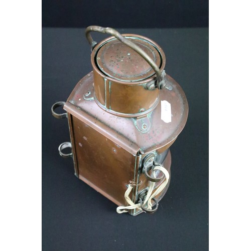 455 - 19th Century copper Masthead ships lantern together with two 1920s glass storage jars with bakelite ... 