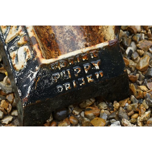 523 - Advertising - A cast iron Hudsons Soap dog water trough, together with a group of five enamel bucket... 