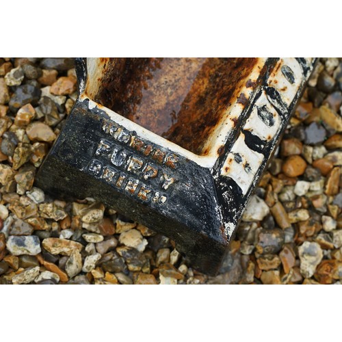 523 - Advertising - A cast iron Hudsons Soap dog water trough, together with a group of five enamel bucket... 