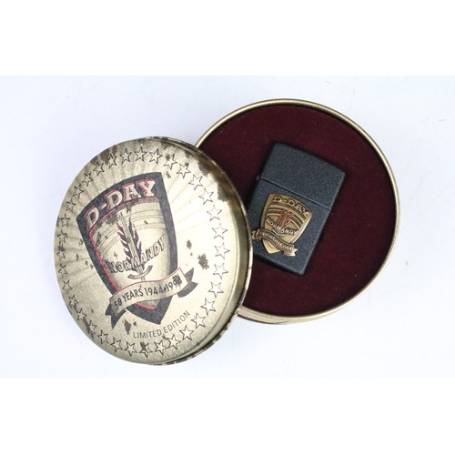 381A - Zippo - A D-Day Normandy 50th anniversary ltd edn lighter, housed within tin