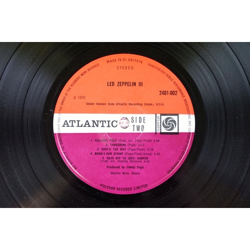 403 - Vinyl - Led Zeppelin III LP on Atlantic 2401002.  Plum Atlantic labels, A5/B5 matrices, Celebration ... 