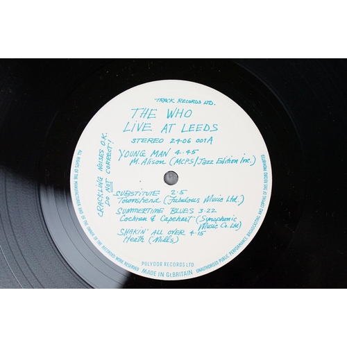 412 - Vinyl - 2 copies of The Who - Live At Leeds album to include: Original black print (with all inserts... 