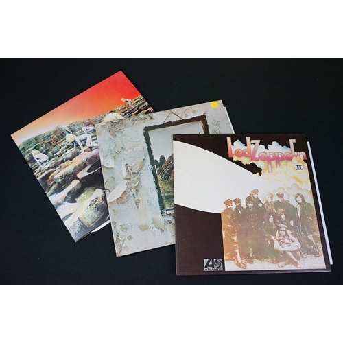 416 - Vinyl - 7 Led Zeppelin UK pressing albums to include: Led Zeppelin (green orange labels), II (green ... 